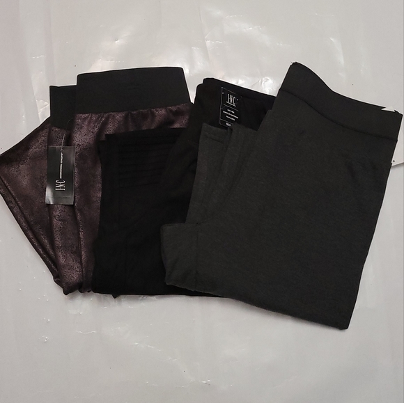 LARGE 3PRS Legging bundle INC Silver Metallic INC Faux suede INC Jersey knit - Picture 3 of 13